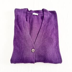 J. Jill Purple Button Down V-Neck Long Sleeve Cardigan Sweater Top Size XL